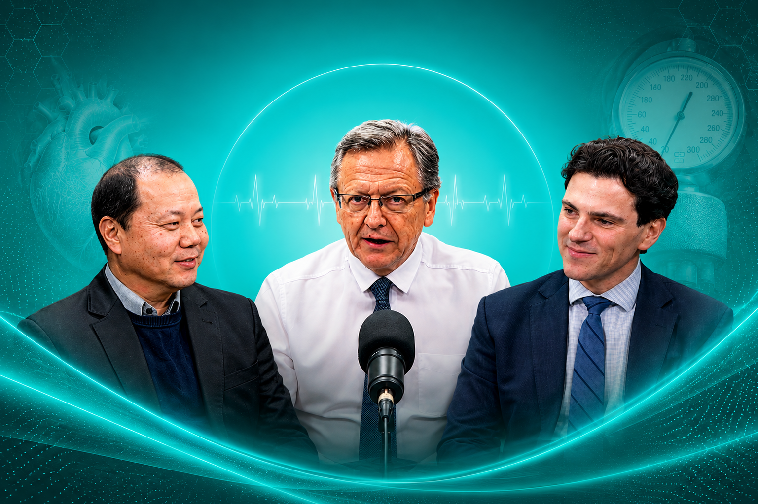 Cardiologistas da Cardiocare durante gravação do primeiro episódio do Podcast Cardiocare sobre hipertensão arterial